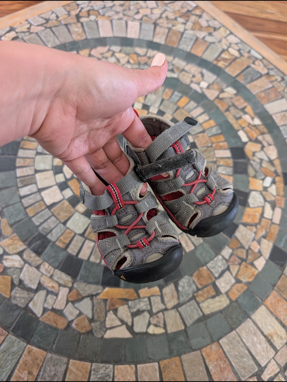 Keen Kids Grey and Red Closed-Toe Sandals